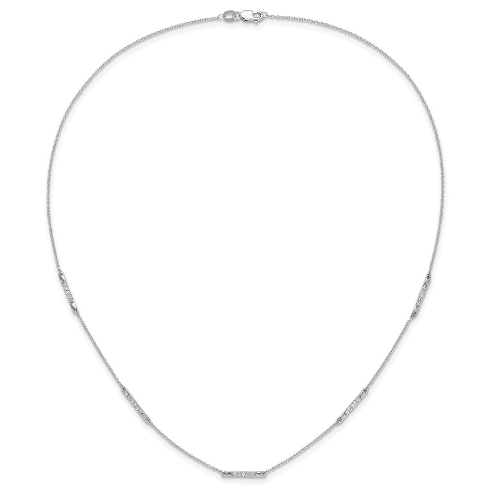 14k White Gold Real Diamond 5-Station Necklace