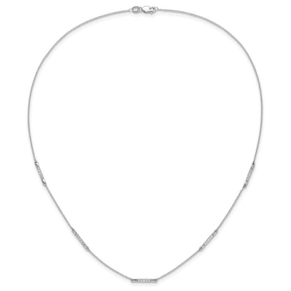 14k White Gold Real Diamond 5-Station Necklace