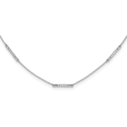 14k White Gold Real Diamond 5-Station Necklace