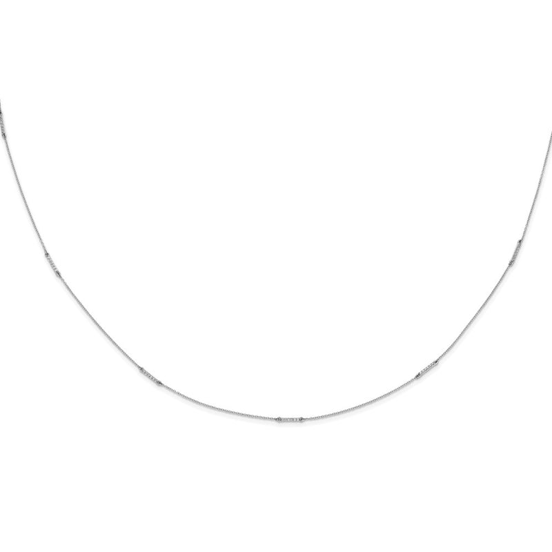 14k White Gold Real Diamond Multi Station Necklace