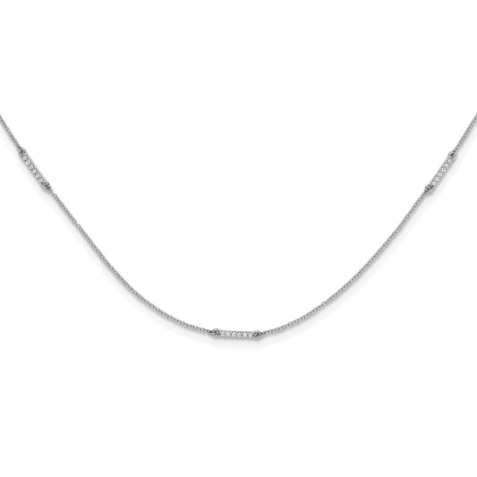 14k White Gold Real Diamond Multi Station Necklace
