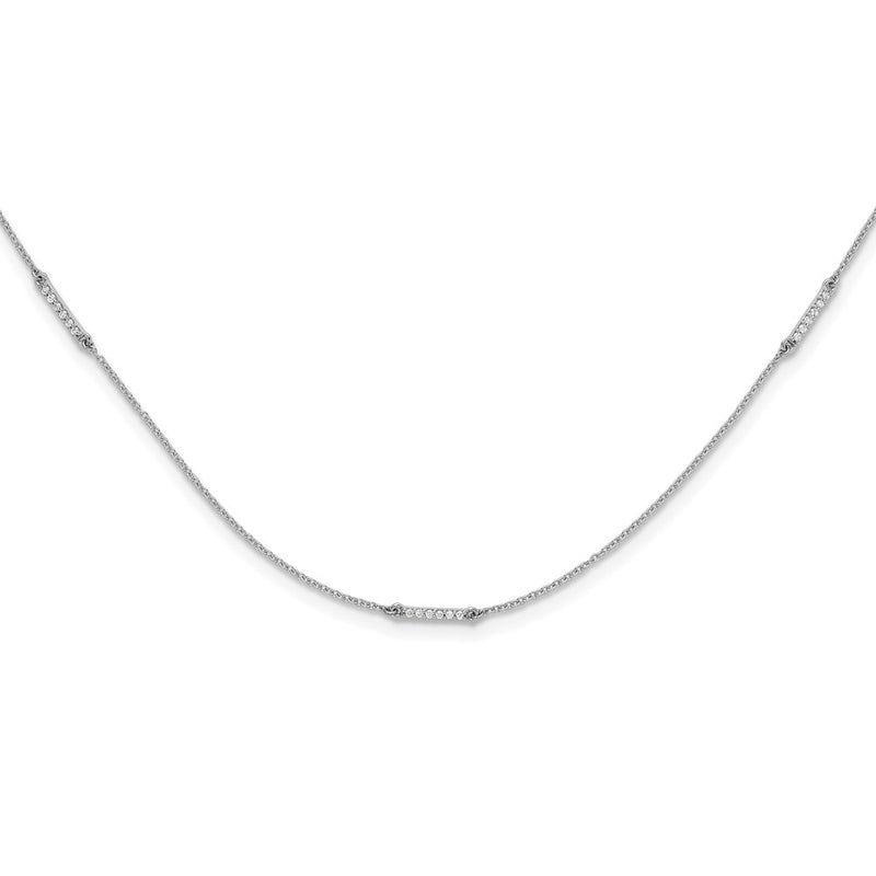 14k White Gold Real Diamond Multi Station Necklace