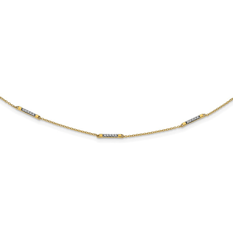 14K Yellow Gold Real Diamond Multi Station Necklace