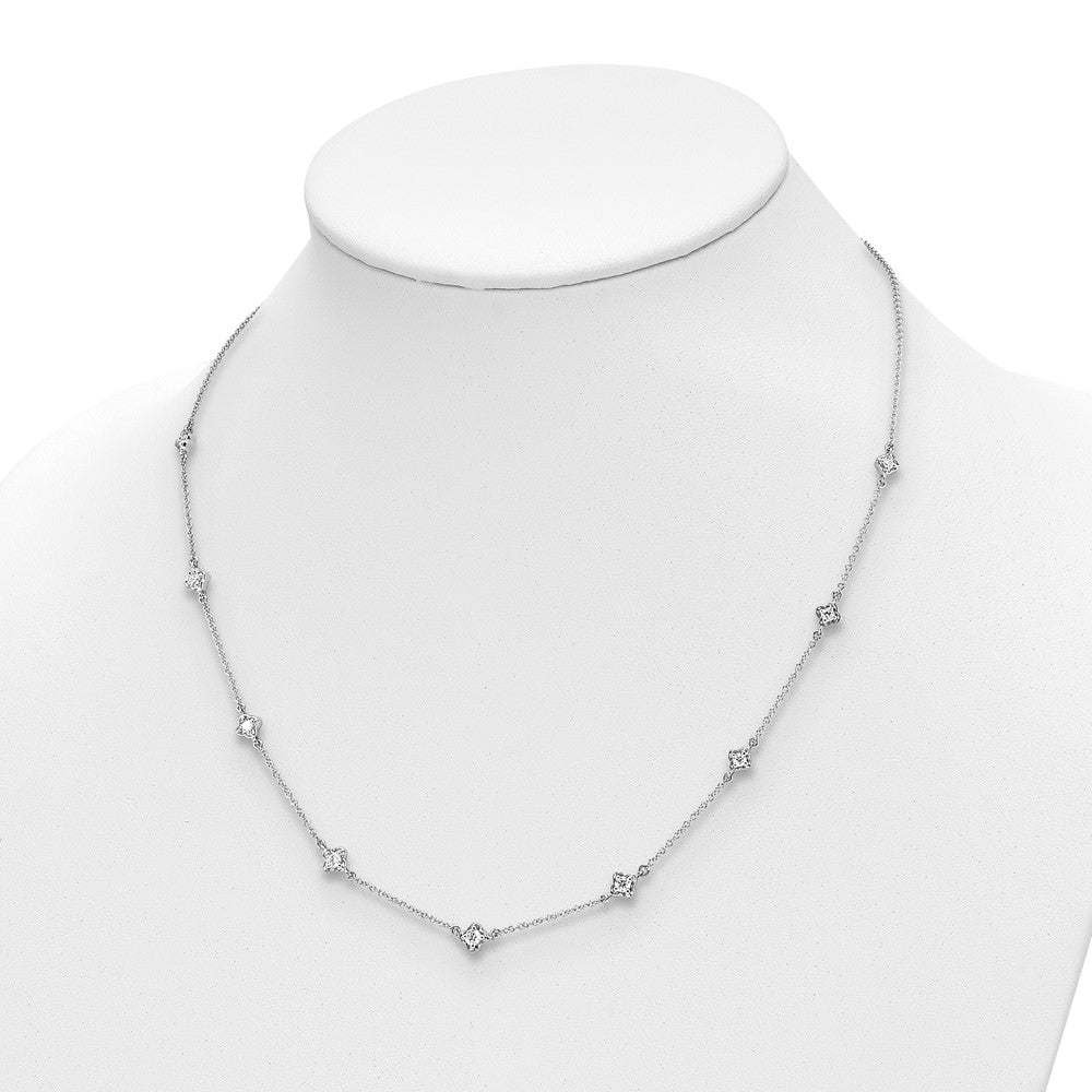 14k White Gold Real Diamond Multi Station Necklace