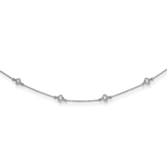 14k White Gold Real Diamond Multi Station Necklace