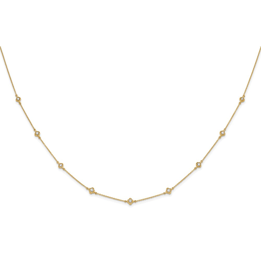 14K Yellow Gold Real Diamond Multi Station Necklace