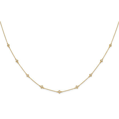 14K Yellow Gold Real Diamond Multi Station Necklace