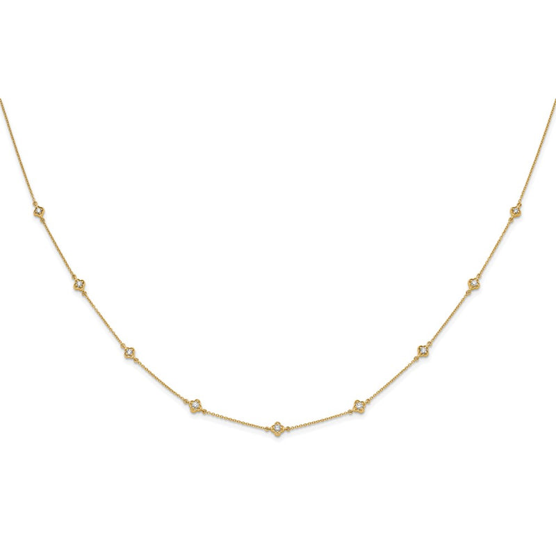 14K Yellow Gold Real Diamond Multi Station Necklace
