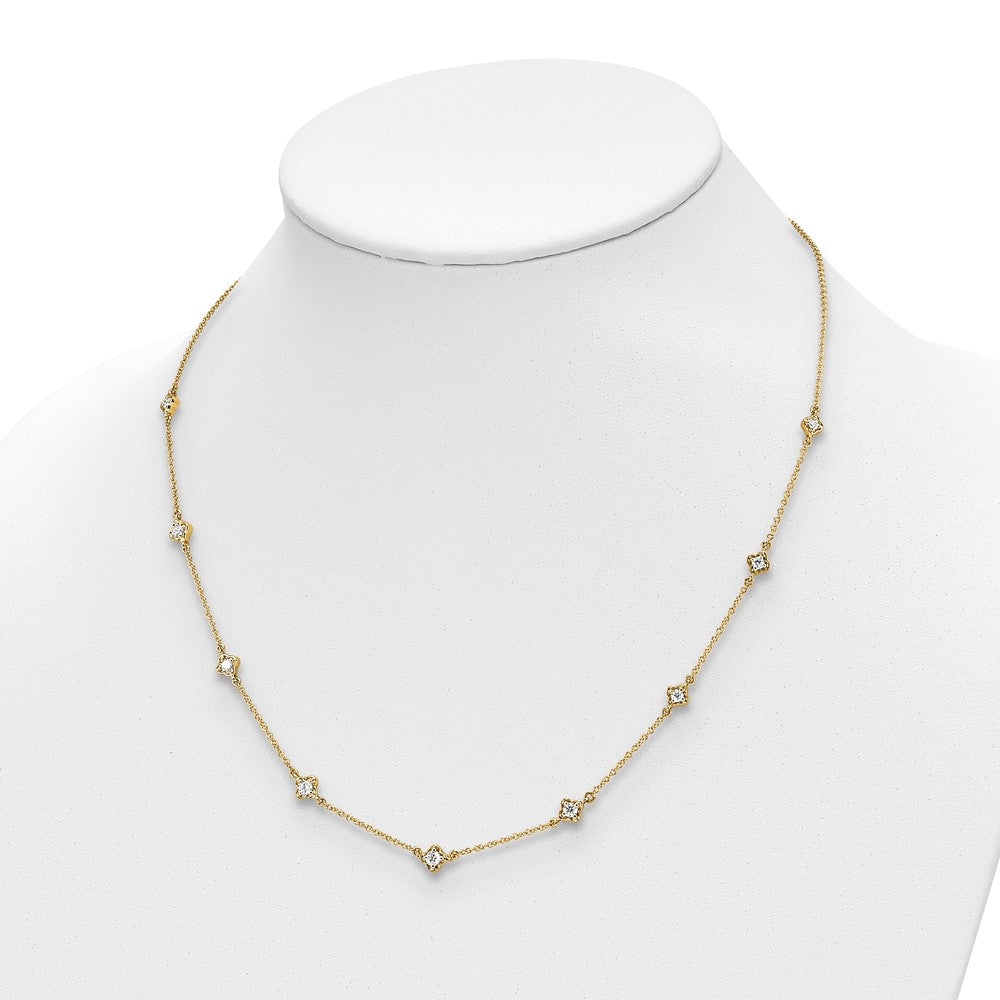 14K Yellow Gold Real Diamond Multi Station Necklace