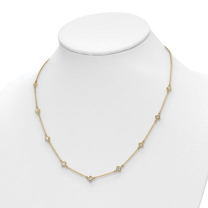 14K Yellow Gold Real Diamond Multi Station Necklace