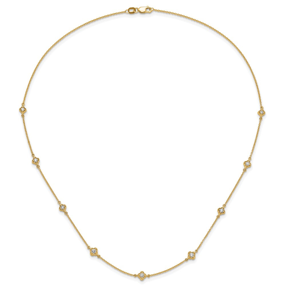 14K Yellow Gold Real Diamond Multi Station Necklace