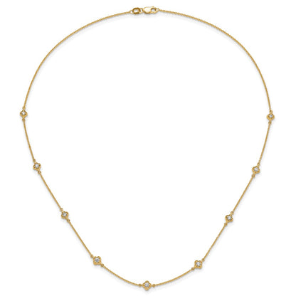 14K Yellow Gold Real Diamond Multi Station Necklace