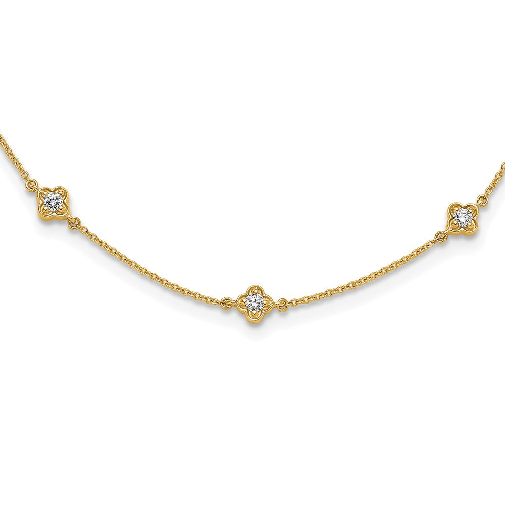 14K Yellow Gold Real Diamond Multi Station Necklace