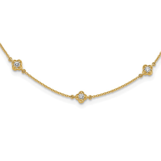 14K Yellow Gold Real Diamond Multi Station Necklace