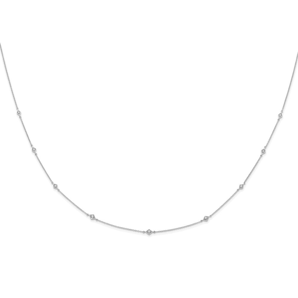 14k White Gold Real Diamond Multi Station Necklace
