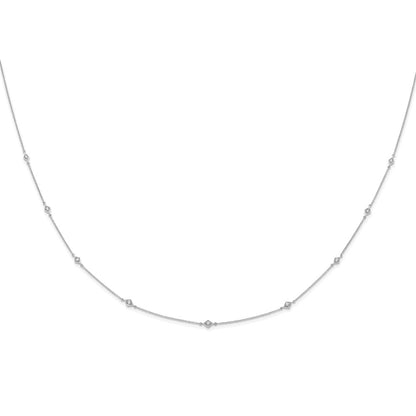 14k White Gold Real Diamond Multi Station Necklace