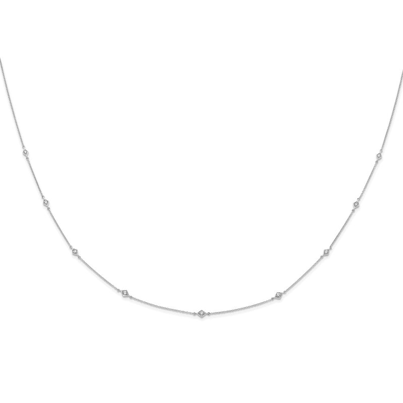 14k White Gold Real Diamond Multi Station Necklace