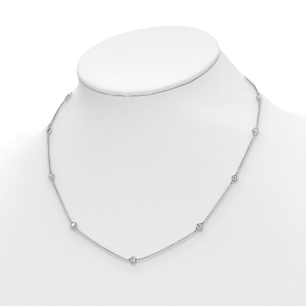 14k White Gold Real Diamond Multi Station Necklace
