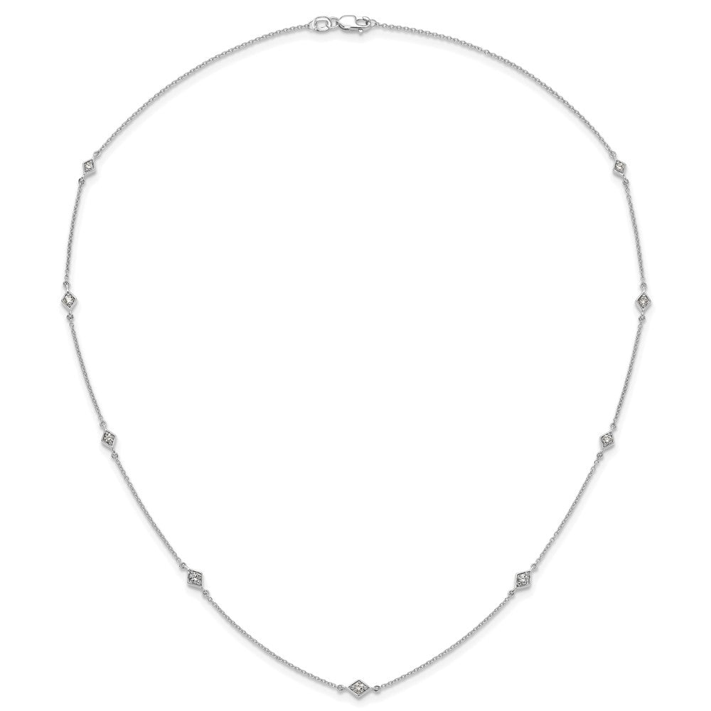 14k White Gold Real Diamond Multi Station Necklace