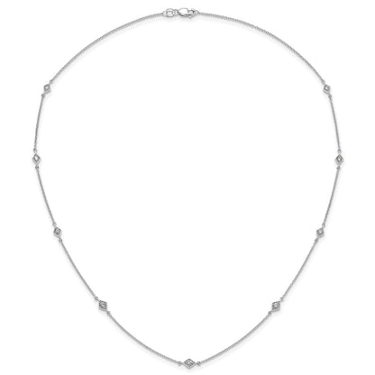 14k White Gold Real Diamond Multi Station Necklace