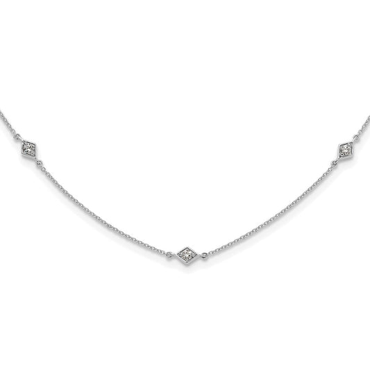 14k White Gold Real Diamond Multi Station Necklace