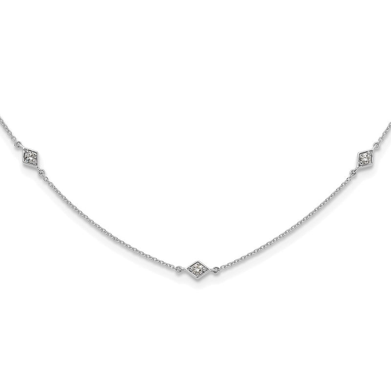 14k White Gold Real Diamond Multi Station Necklace