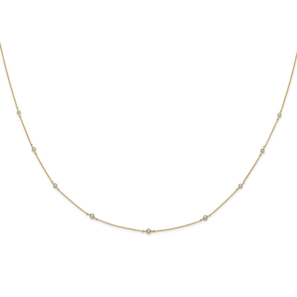 14K Yellow Gold Real Diamond Multi Station Necklace