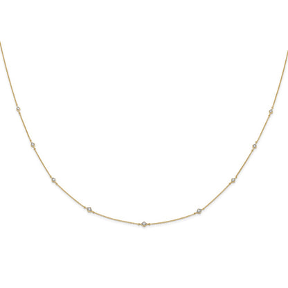 14K Yellow Gold Real Diamond Multi Station Necklace