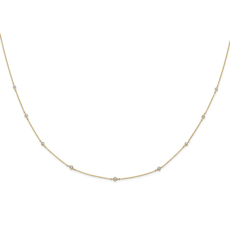 14K Yellow Gold Real Diamond Multi Station Necklace