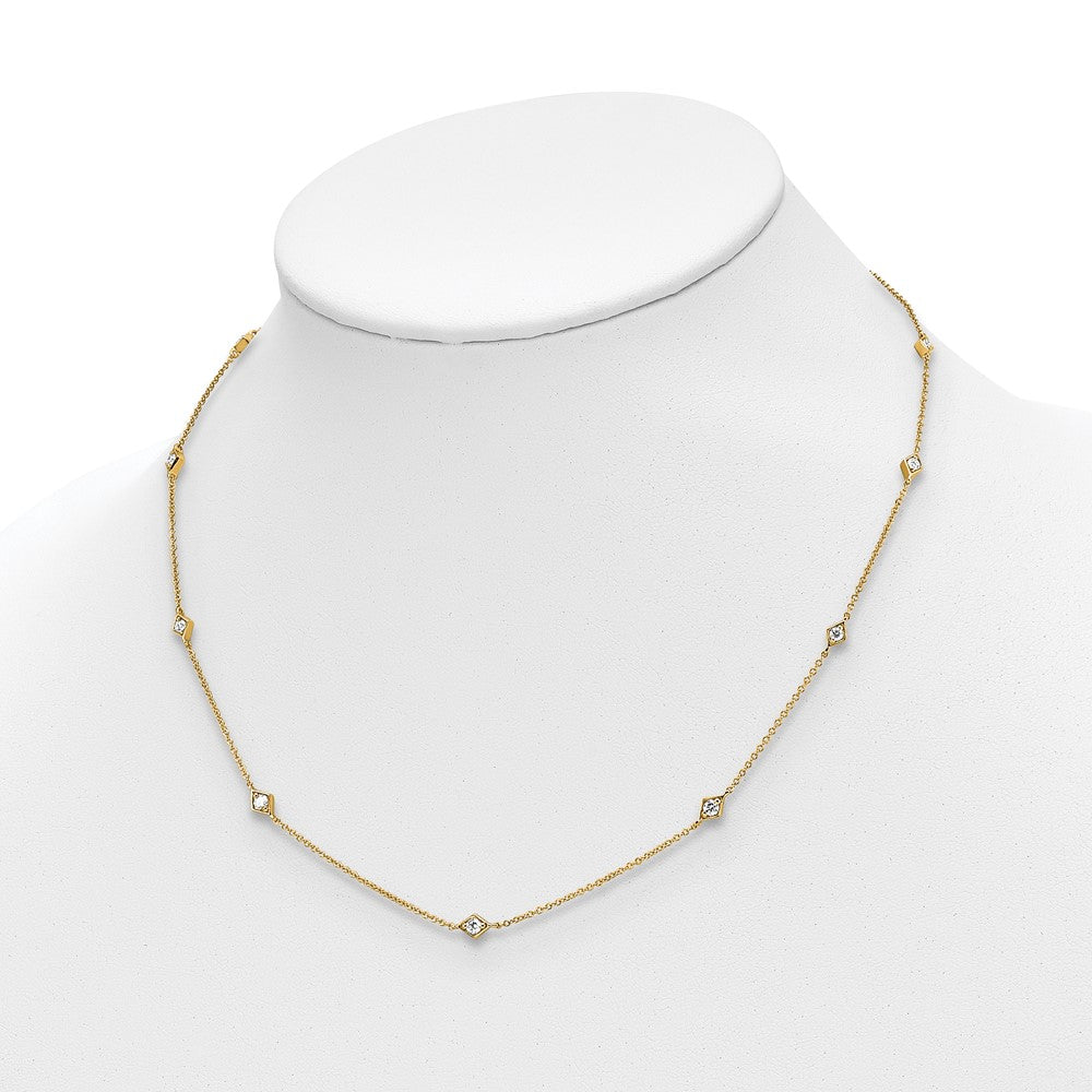 14K Yellow Gold Real Diamond Multi Station Necklace