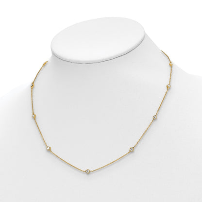 14K Yellow Gold Real Diamond Multi Station Necklace