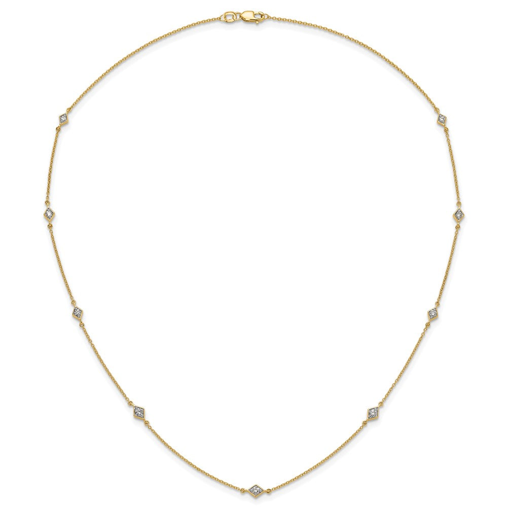 14K Yellow Gold Real Diamond Multi Station Necklace