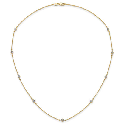 14K Yellow Gold Real Diamond Multi Station Necklace