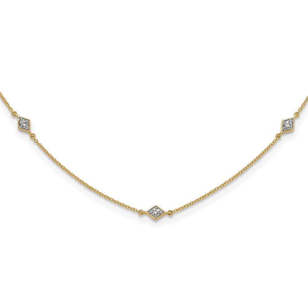 14K Yellow Gold Real Diamond Multi Station Necklace