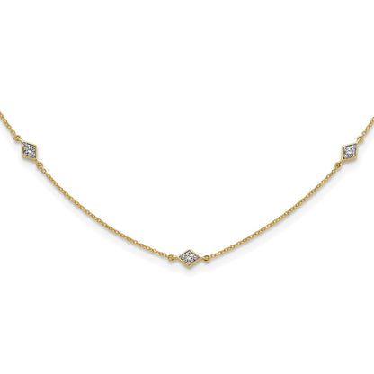 14K Yellow Gold Real Diamond Multi Station Necklace