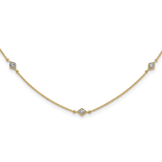 14K Yellow Gold Real Diamond Multi Station Necklace