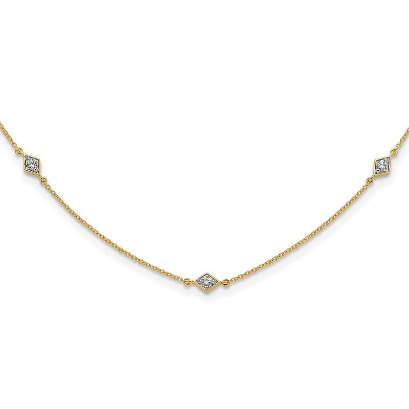 14K Yellow Gold Real Diamond Multi Station Necklace