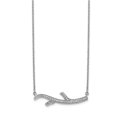 14k White Gold Real Diamond Branch Necklace