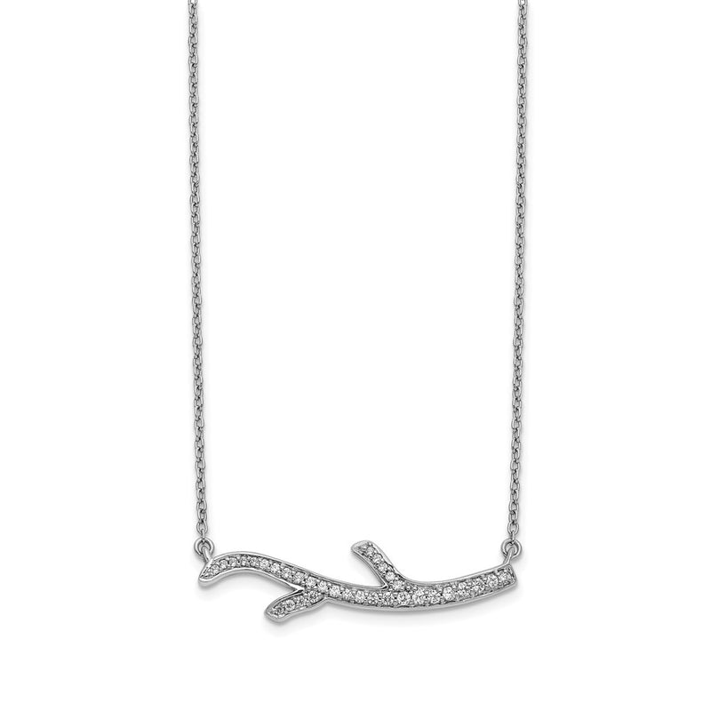 14k White Gold Real Diamond Branch Necklace