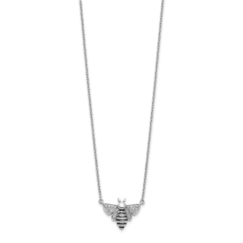 14k White Gold Real Diamond Bee 18 inch Necklace