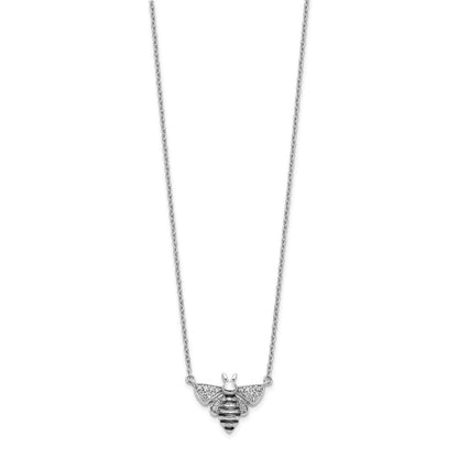 14k White Gold Real Diamond Bee 18 inch Necklace