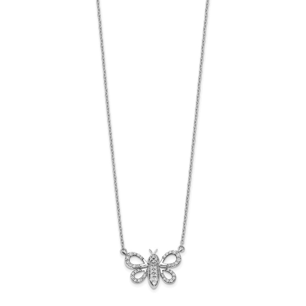 14k White Gold Real Diamond Bee Necklace