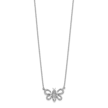14k White Gold Real Diamond Bee Necklace