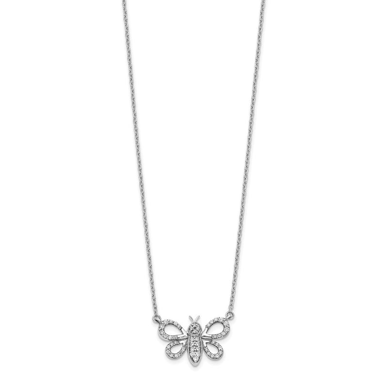 14k White Gold Real Diamond Bee Necklace