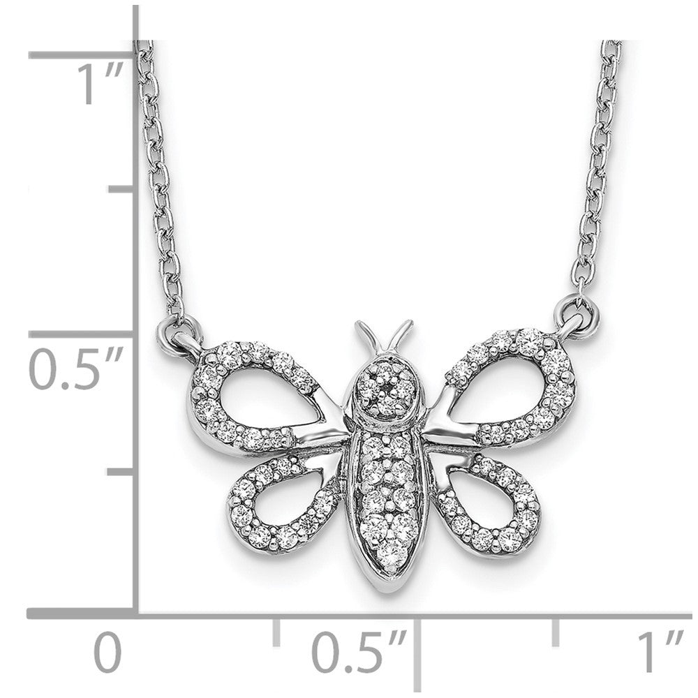 14k White Gold Real Diamond Bee Necklace
