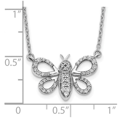 14k White Gold Real Diamond Bee Necklace