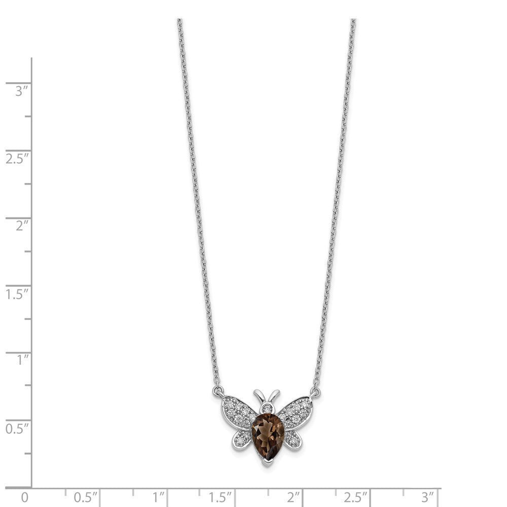 14k White Gold Real Diamond & Gemstone Bee Necklace