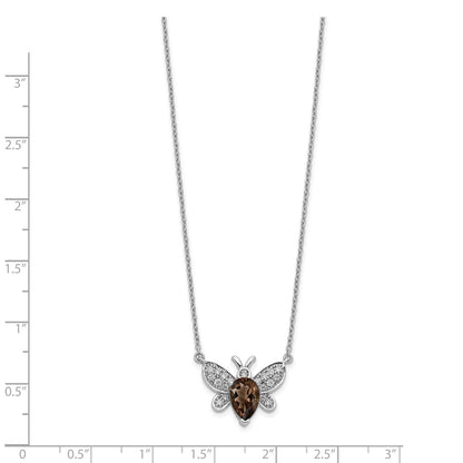 14k White Gold Real Diamond & Gemstone Bee Necklace