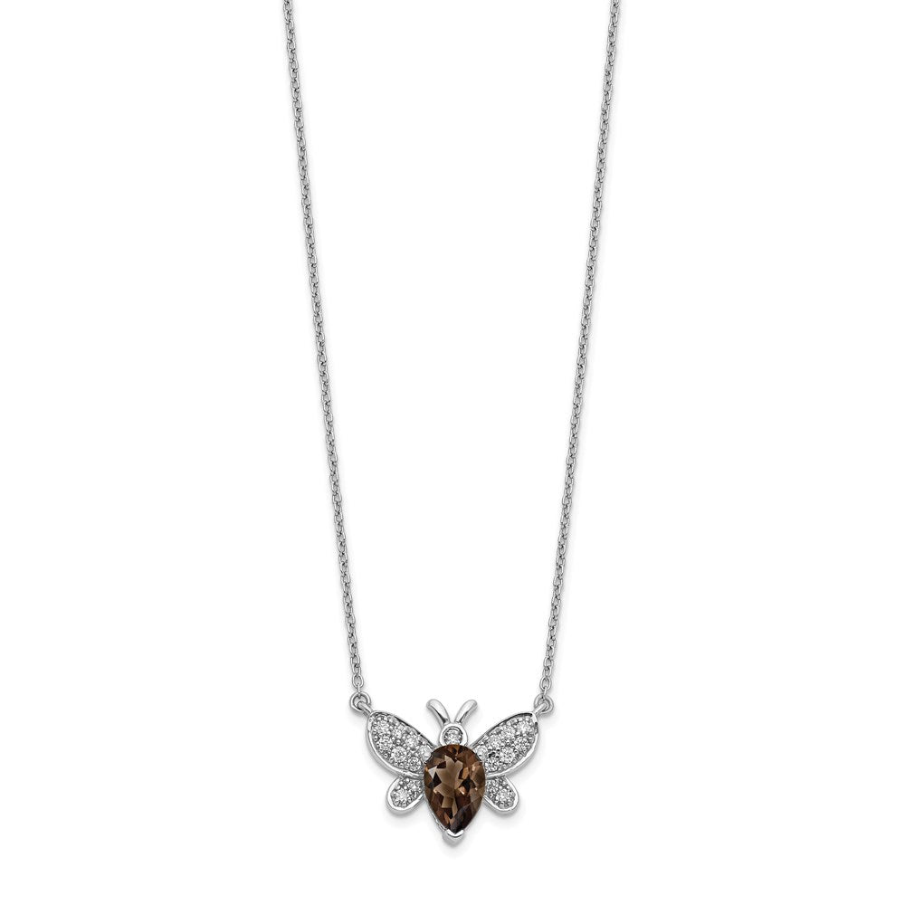 14k White Gold Real Diamond & Gemstone Bee Necklace
