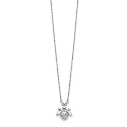 14k White Gold Real Diamond Bee 18 inch Necklace